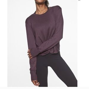 Athleta Twist Front Sweatshirt Knit Top Purple